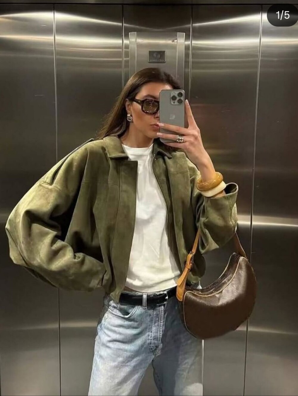 ZARA FAUX SUEDE JACKET BOMBER GREEN NEW